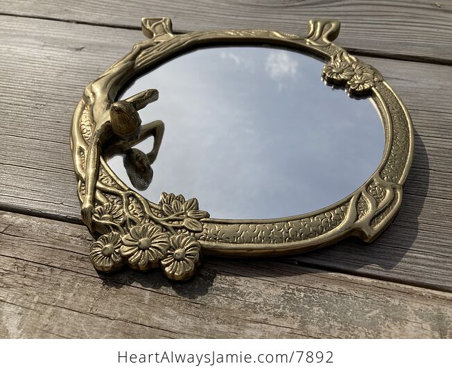 Vintage Brass Art Nouveau Daisy Flower and Lady Mirror or Picture Photo Frame - #hXyInUROr3w-4