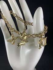 Vintage Gold Toned Di Chain Bracelet with Charms #3DzPSyqSD0U