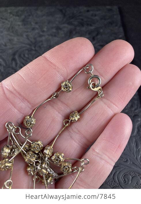 Vintage Rose Bloom Gold Tone Choker Necklace - #Wjd4DTRz5MM-3