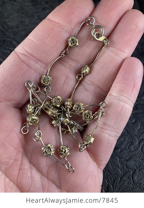 Vintage Rose Bloom Gold Tone Choker Necklace - #Wjd4DTRz5MM-2