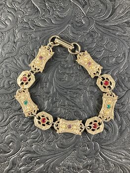 Vintage Sara Coventry Minuet Bracelet with Gems and Gold Toned Links #Vkzm2MqTEPg