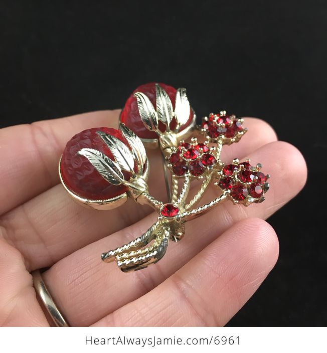 Vintage Sarah Cov Strawberry Brooch Pin - #WzBd6yoKbQI-4