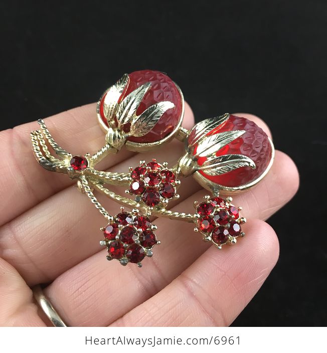 Vintage Sarah Cov Strawberry Brooch Pin - #WzBd6yoKbQI-5