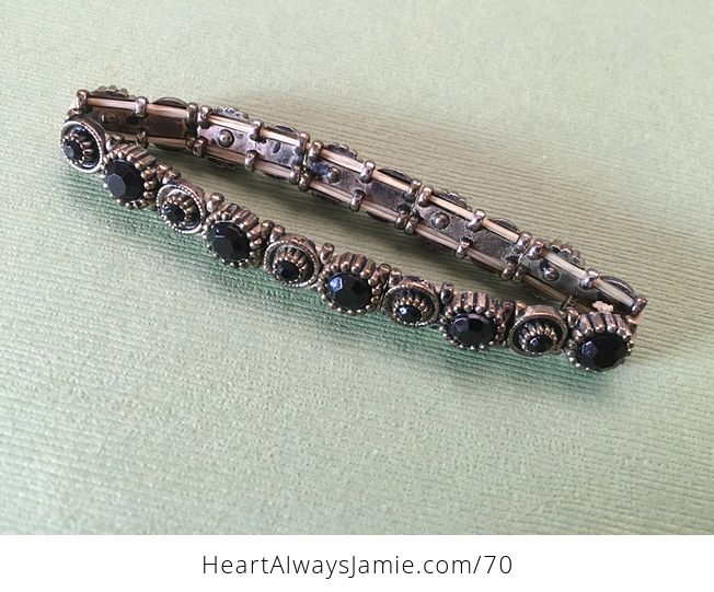 Vintage Stretch Bracelet of Black Gem Beads - #FRoPq1RWemQ-1