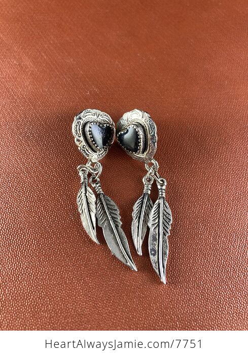 Vintage Western Heart Feather Earrings - #N7m9ECWsIjA-1