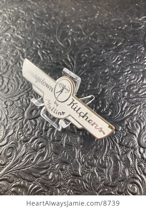 Vintage Youngstown Kitchens by Mullins White and Silver Cabinet Enameled Replacement Emblem Badge - #hia8EsHLntI-5