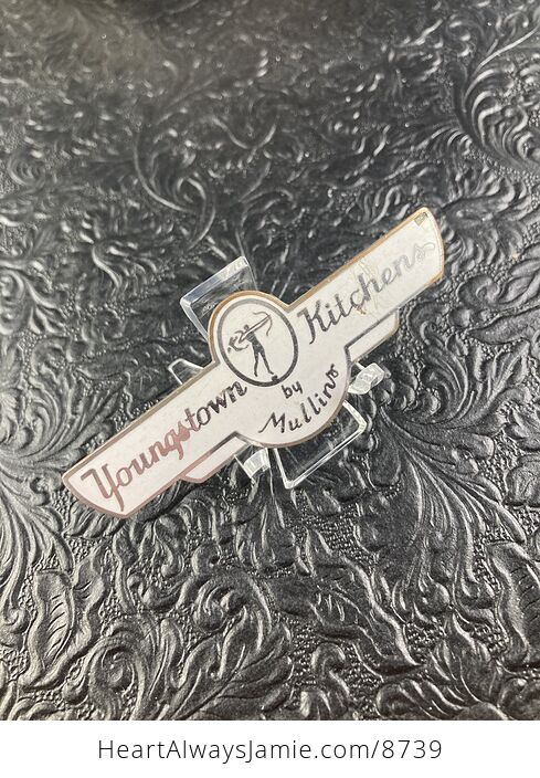 Vintage Youngstown Kitchens by Mullins White and Silver Cabinet Enameled Replacement Emblem Badge - #hia8EsHLntI-4