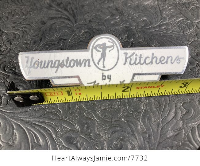 Vintage Youngstown Kitchens by Mullins White and Silver Cabinet Enameled Replacement Emblem Badge - #nr6gUZOsPn4-4