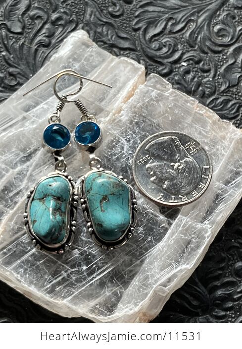 Wannabe Turquoise and Blue Topaz Dyed Magnesite Crystal Stone Jewelry Earrings - #Yd7Bg3uGmyg-6