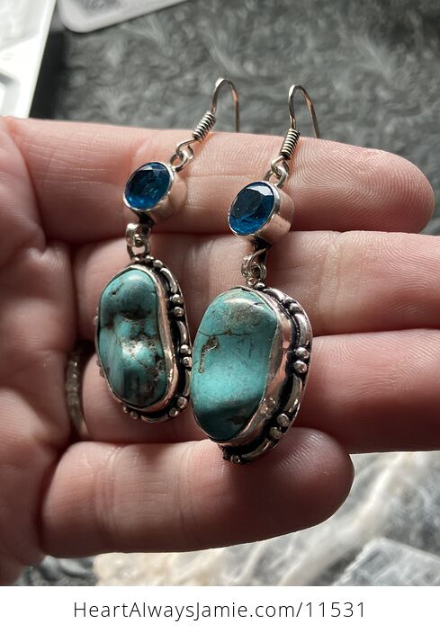 Wannabe Turquoise and Blue Topaz Dyed Magnesite Crystal Stone Jewelry Earrings - #Yd7Bg3uGmyg-4