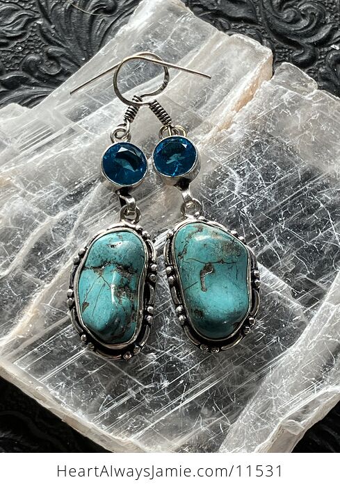 Wannabe Turquoise and Blue Topaz Dyed Magnesite Crystal Stone Jewelry Earrings - #Yd7Bg3uGmyg-1