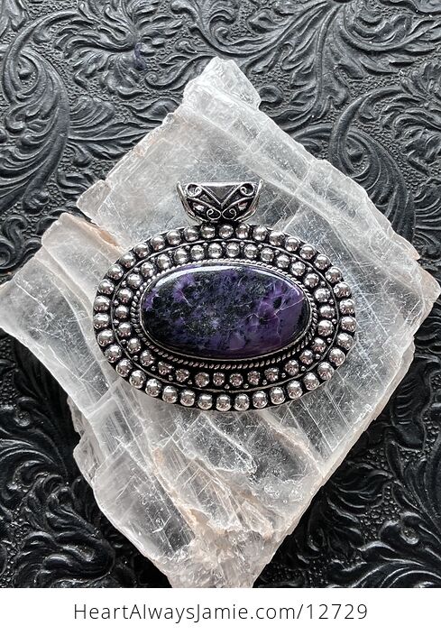 Western Styled Charoite Crystal Stone Jewelry Pendant - #1fFJ1DjdI6w-1