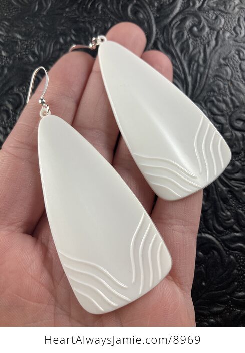 White 80s Plastic Triangle Drop Earrings - #Qk4bvGQEQeo-1