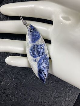 White and Blue Sodalite Stone Jewelry Pendant #Do0c4dHlHBM