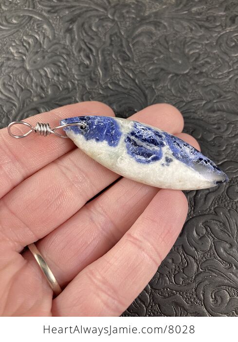 White and Blue Sodalite Stone Jewelry Pendant - #Do0c4dHlHBM-7