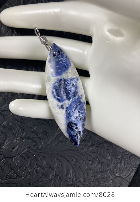 White and Blue Sodalite Stone Jewelry Pendant - #Do0c4dHlHBM-1