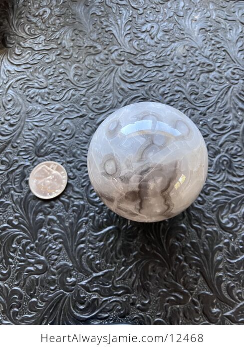 White and Gray Lace Agate Sphere Crystal Ball - #hEk9HPNQwBw-12