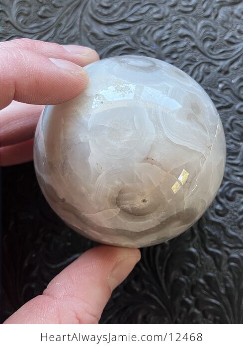 White and Gray Lace Agate Sphere Crystal Ball - #hEk9HPNQwBw-7