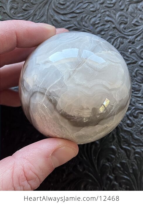 White and Gray Lace Agate Sphere Crystal Ball - #hEk9HPNQwBw-10