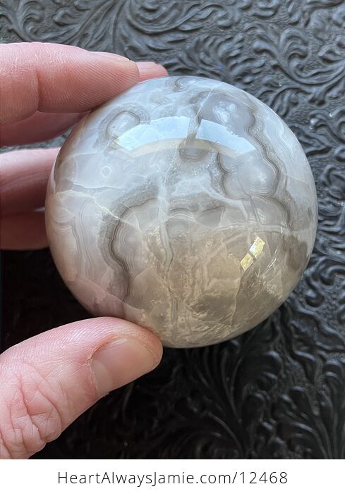 White and Gray Lace Agate Sphere Crystal Ball - #hEk9HPNQwBw-11