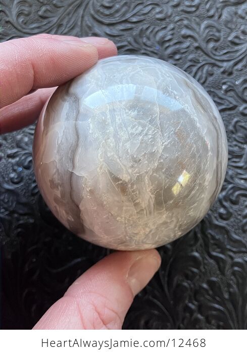 White and Gray Lace Agate Sphere Crystal Ball - #hEk9HPNQwBw-5