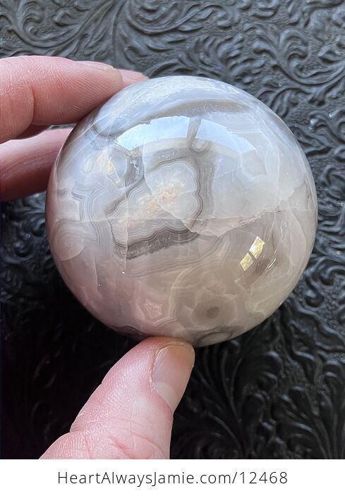 White and Gray Lace Agate Sphere Crystal Ball - #hEk9HPNQwBw-3