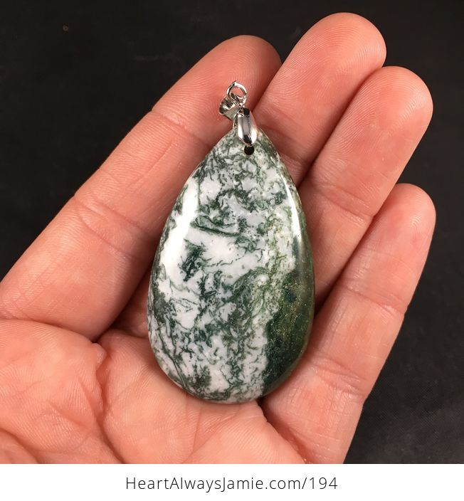 White and Green Moss Agate Stone Pendant - #G30NOTDfOn8-1