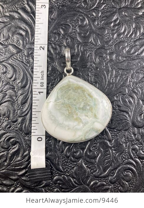 White and Green Ocean Jasper Crystal Stone Jewelry Pendant - #LJH0bb8SHjs-1