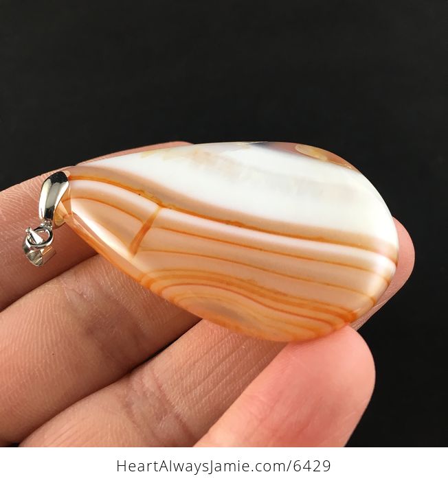 White and Orange Agate Stone Jewelry Pendant - #JHvAiiQ2Xtk-4