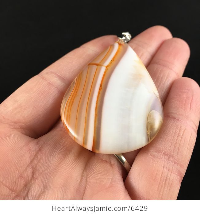 White and Orange Agate Stone Jewelry Pendant - #JHvAiiQ2Xtk-2
