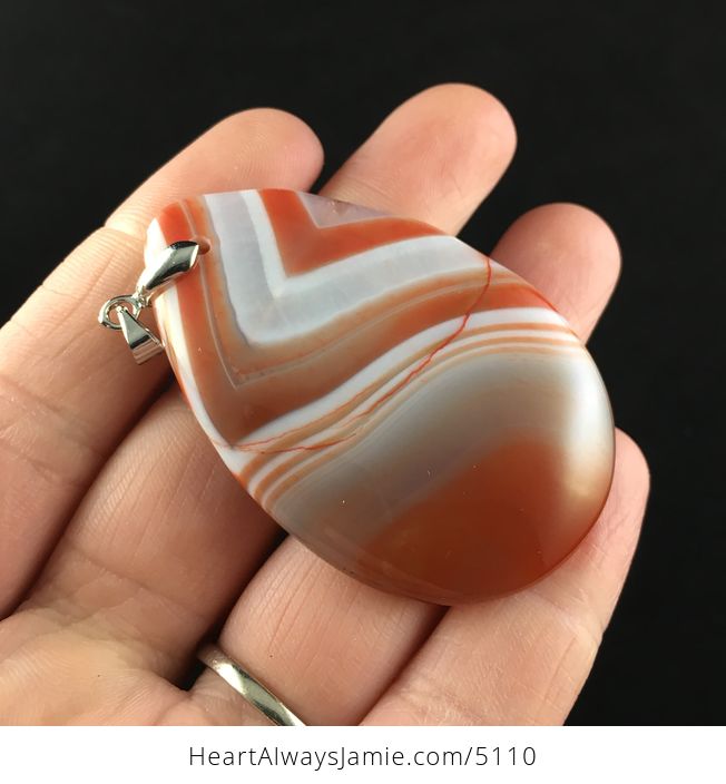 White and Orange Agate Stone Jewelry Pendant - #NF4U1WfyCKU-3
