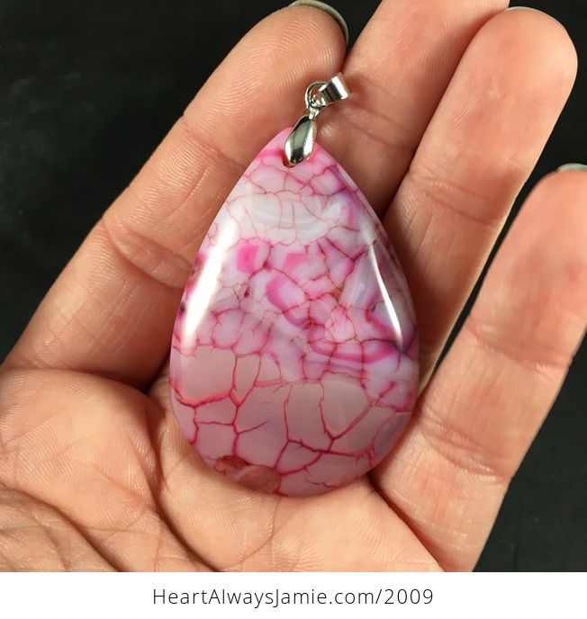White and Pink Dragon Veins Stone Pendant - #GGUmQjLv0iM-1