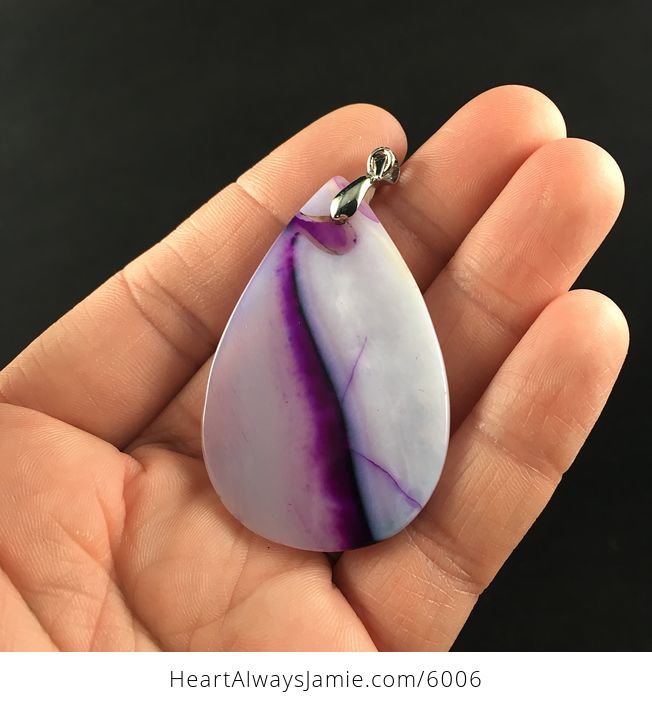 White and Purple Agate Stone Jewelry Pendant - #Mpg0vwG97pQ-6