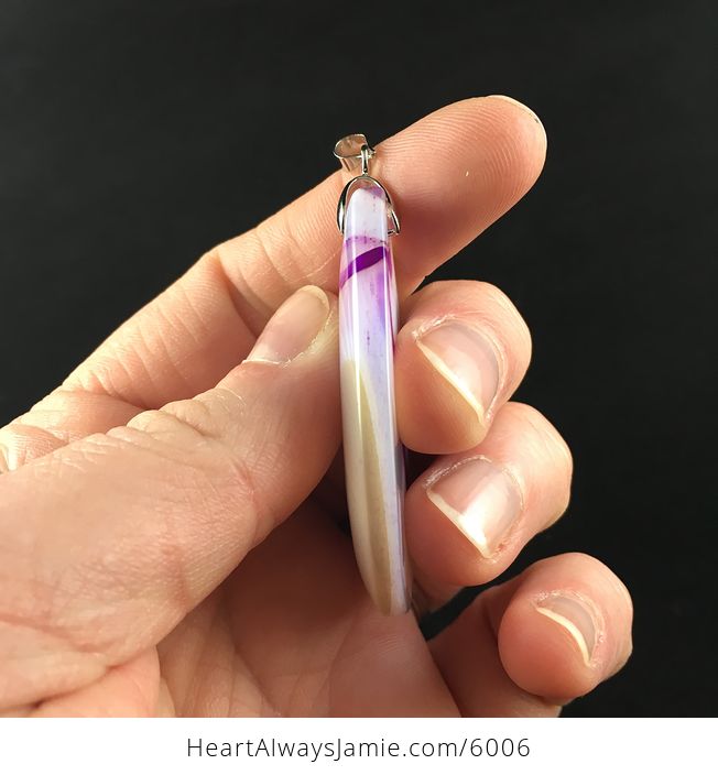 White and Purple Agate Stone Jewelry Pendant - #Mpg0vwG97pQ-5