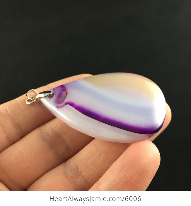 White and Purple Agate Stone Jewelry Pendant - #Mpg0vwG97pQ-4