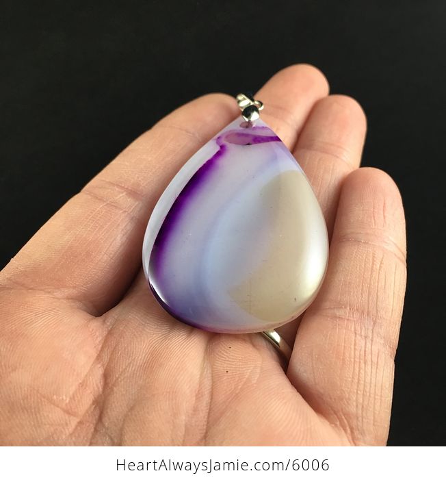 White and Purple Agate Stone Jewelry Pendant - #Mpg0vwG97pQ-2