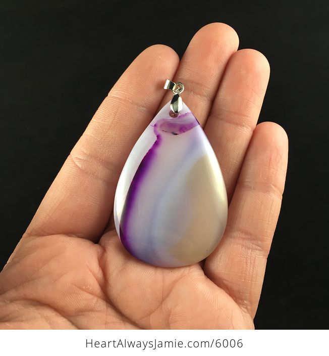 White and Purple Agate Stone Jewelry Pendant - #Mpg0vwG97pQ-1