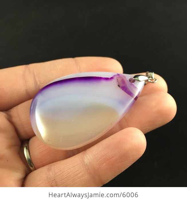 White and Purple Agate Stone Jewelry Pendant - #Mpg0vwG97pQ-3