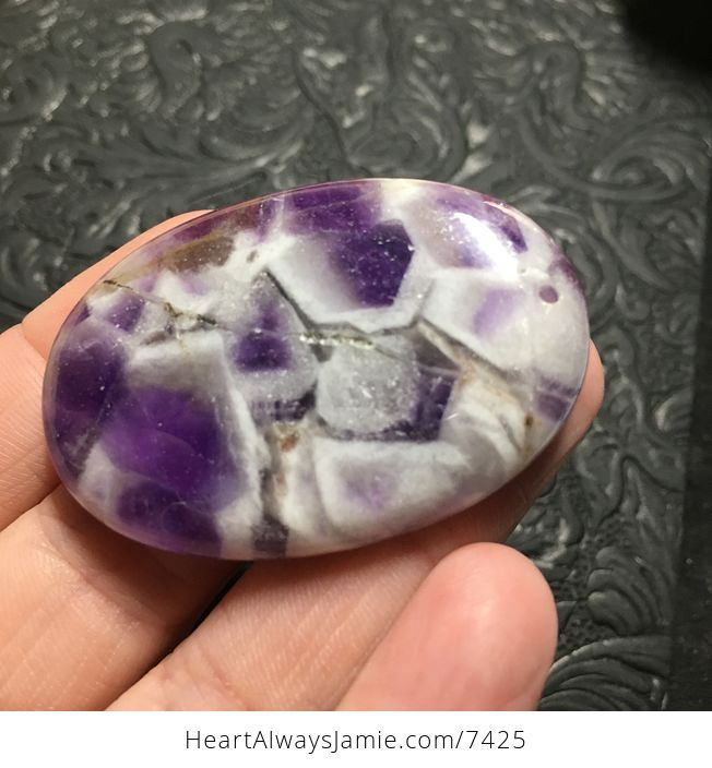 White and Purple Oval Brazil Amethyst Stone Pendant Jewelry - #5dfi3YcDbAw-2