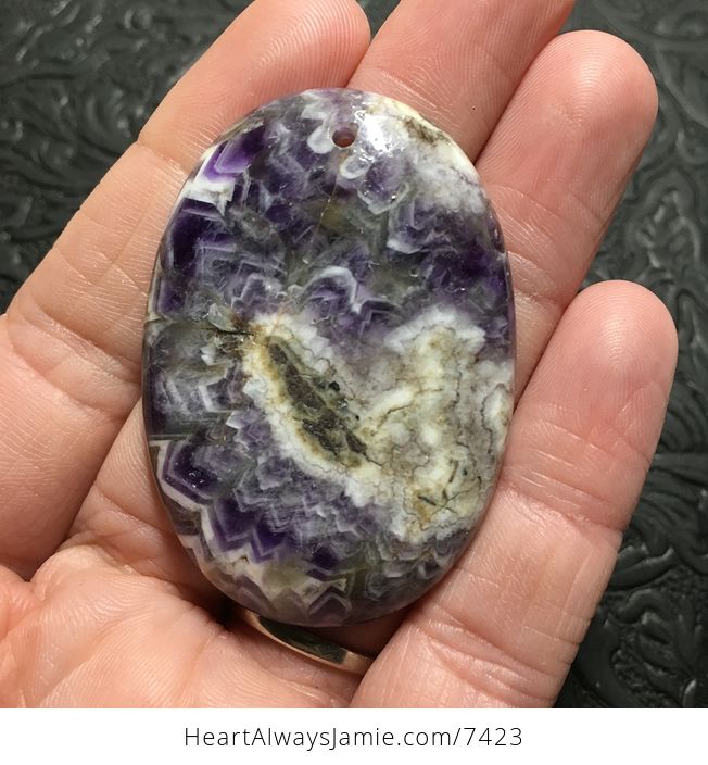 White and Purple Oval Brazil Amethyst Stone Pendant Jewelry - #I6UqA6nEpns-1