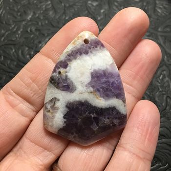 White and Purple Triangular Brazil Amethyst Stone Pendant Jewelry #w6UCaJbG4yI