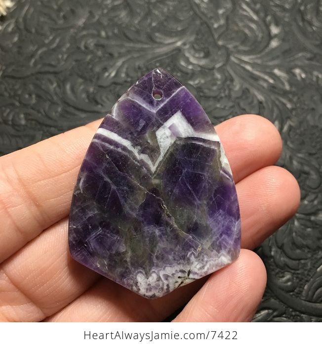 White and Purple Triangular Brazil Amethyst Stone Pendant Jewelry - #sLZX8tR7WT0-3