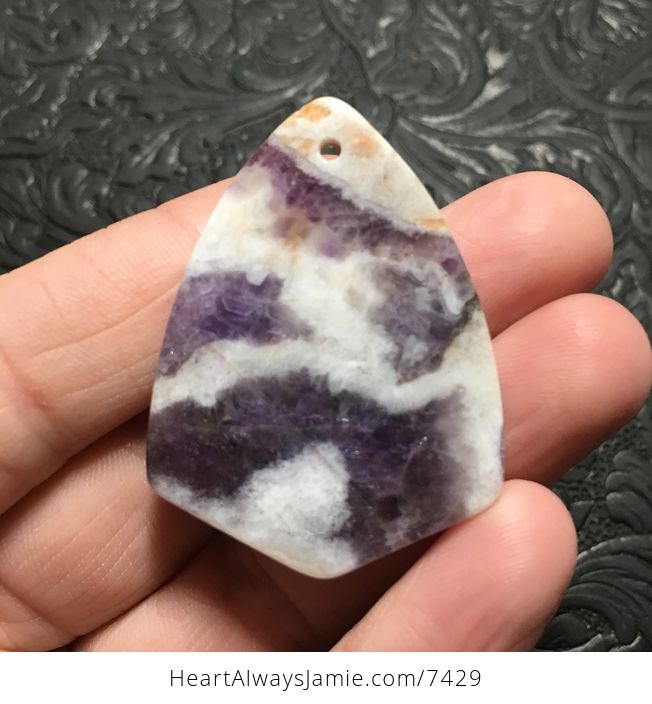 White and Purple Triangular Brazil Amethyst Stone Pendant Jewelry - #w6UCaJbG4yI-3