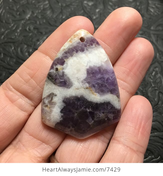 White and Purple Triangular Brazil Amethyst Stone Pendant Jewelry - #w6UCaJbG4yI-1