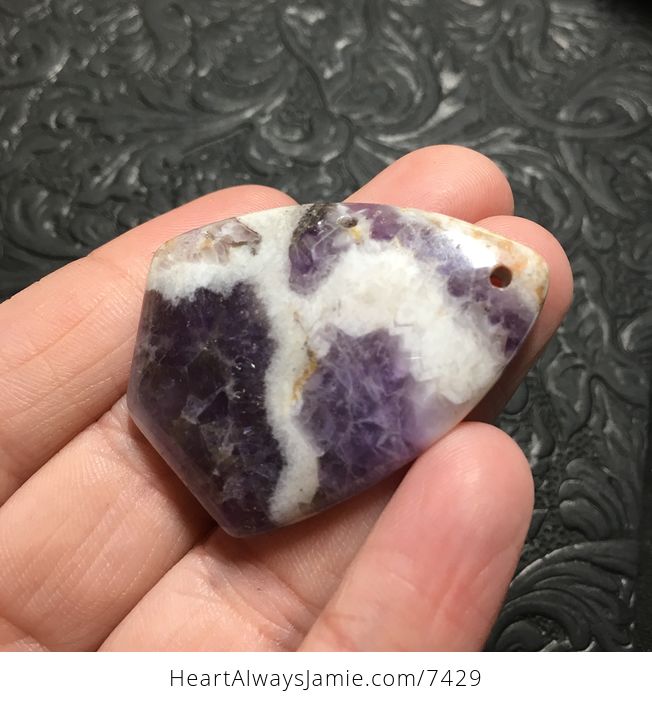 White and Purple Triangular Brazil Amethyst Stone Pendant Jewelry - #w6UCaJbG4yI-2