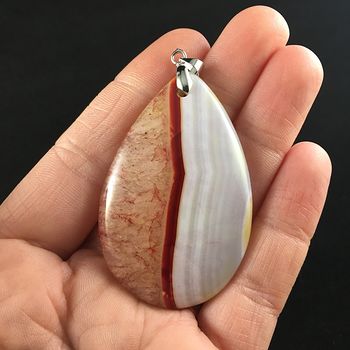 White and Red Druzy Agate Stone Jewelry Pendant #wUpZzD45DhA