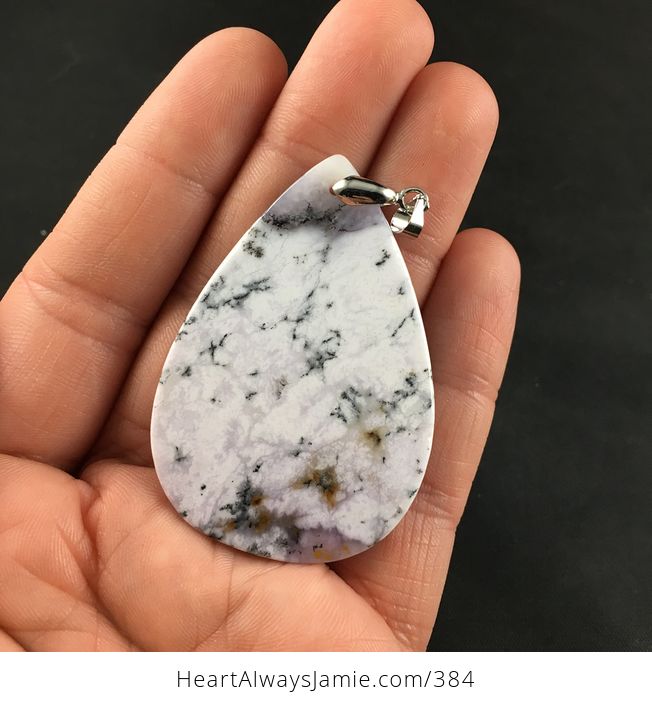 White Green and Gray African Dendrite Moss Opal Stone Pendant Necklace - #IzQGJNEhAEs-2
