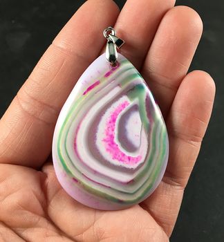 White Green and Pink Agate Stone Pendant #4aNOmQV8SSE