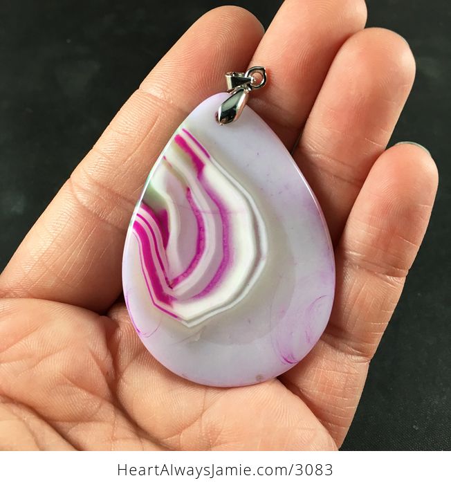 White Green and Pink Agate Stone Pendant Necklace - #4aNOmQV8SSE-2