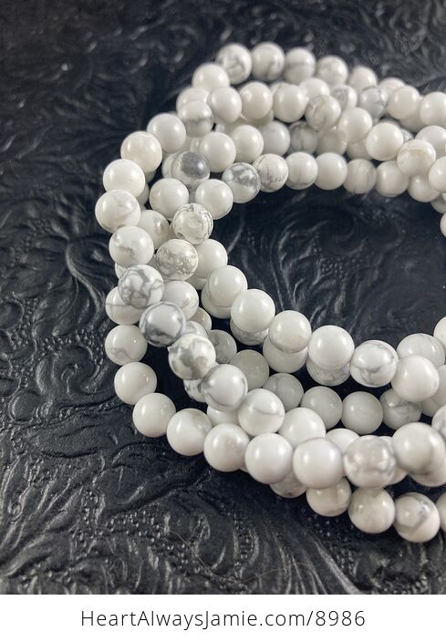 White Howlite Stone 6mm Natural Gemstone Crystal Jewelry Bracelet - #FlfbVN6c7tc-4